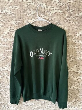 Old Navy Men's Forest Green Crewneck Sweatshirt with Logo